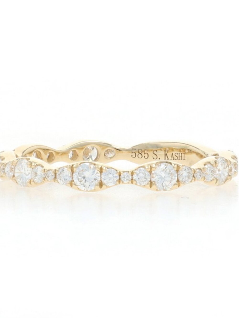 Yellow Gold Diamond Band - 14k Round Brilliant .62ctw Wedding Ring